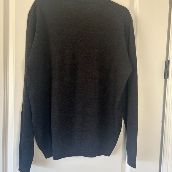 Joseph Abboud Extra Fine Merino Wool V Neck Sweater Dark Gray XL EUC - Picture 2 of 2